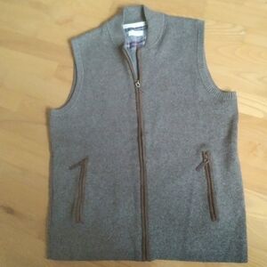Tom James Mens Zip-up Heathered Brown Sweater Vest Academia Dark Professor Small